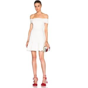 Nicholas Off the Shoulder White Mini Dress, size 6